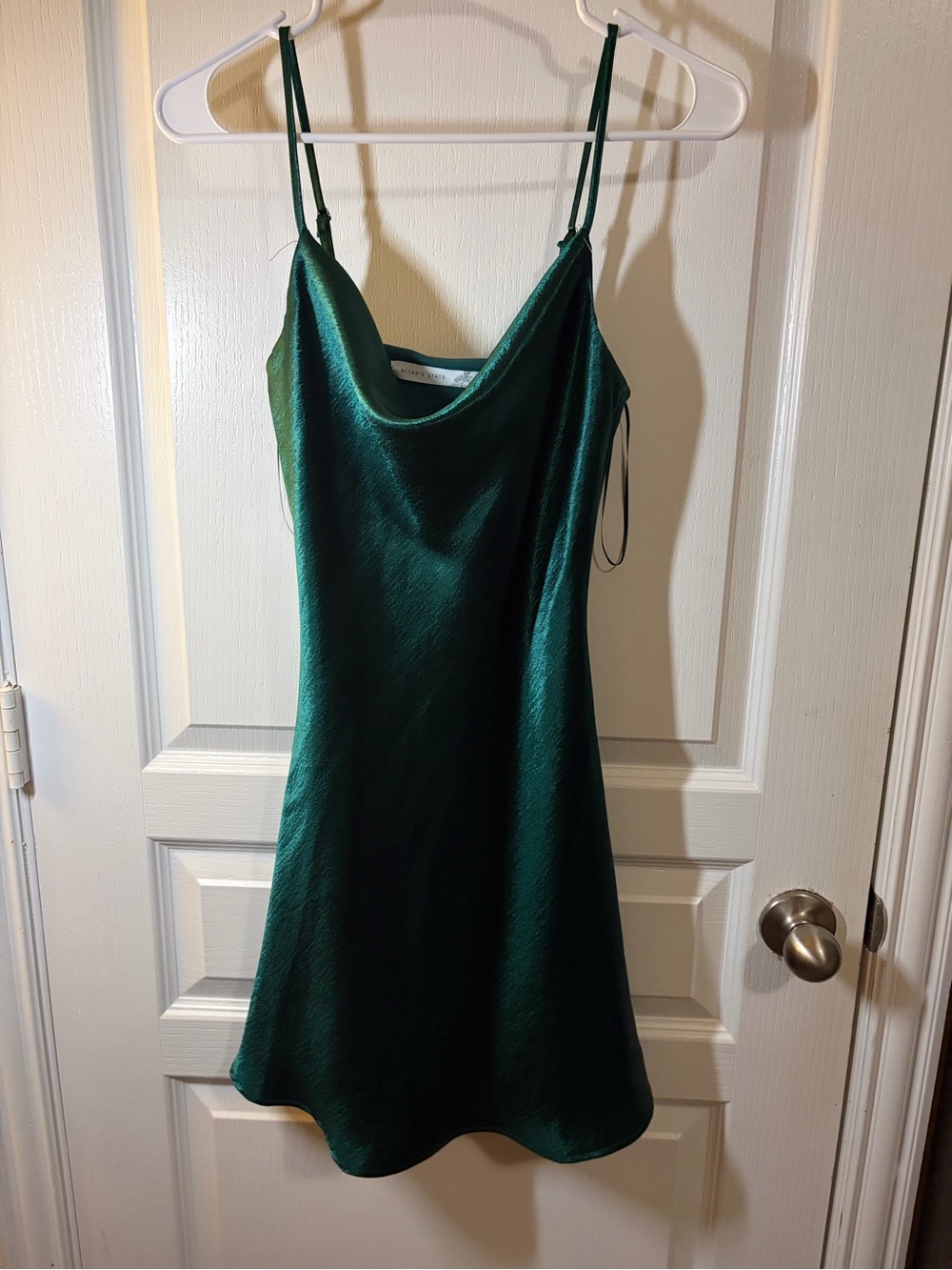 Altar'd State Emerald Green Satin Slip Dress